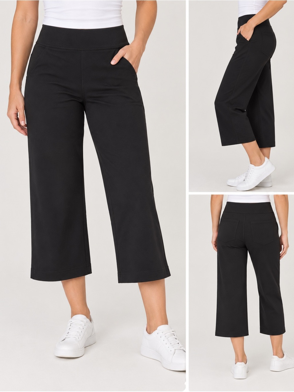 Duluth Trading Co Black Wide-Leg Crop Pants